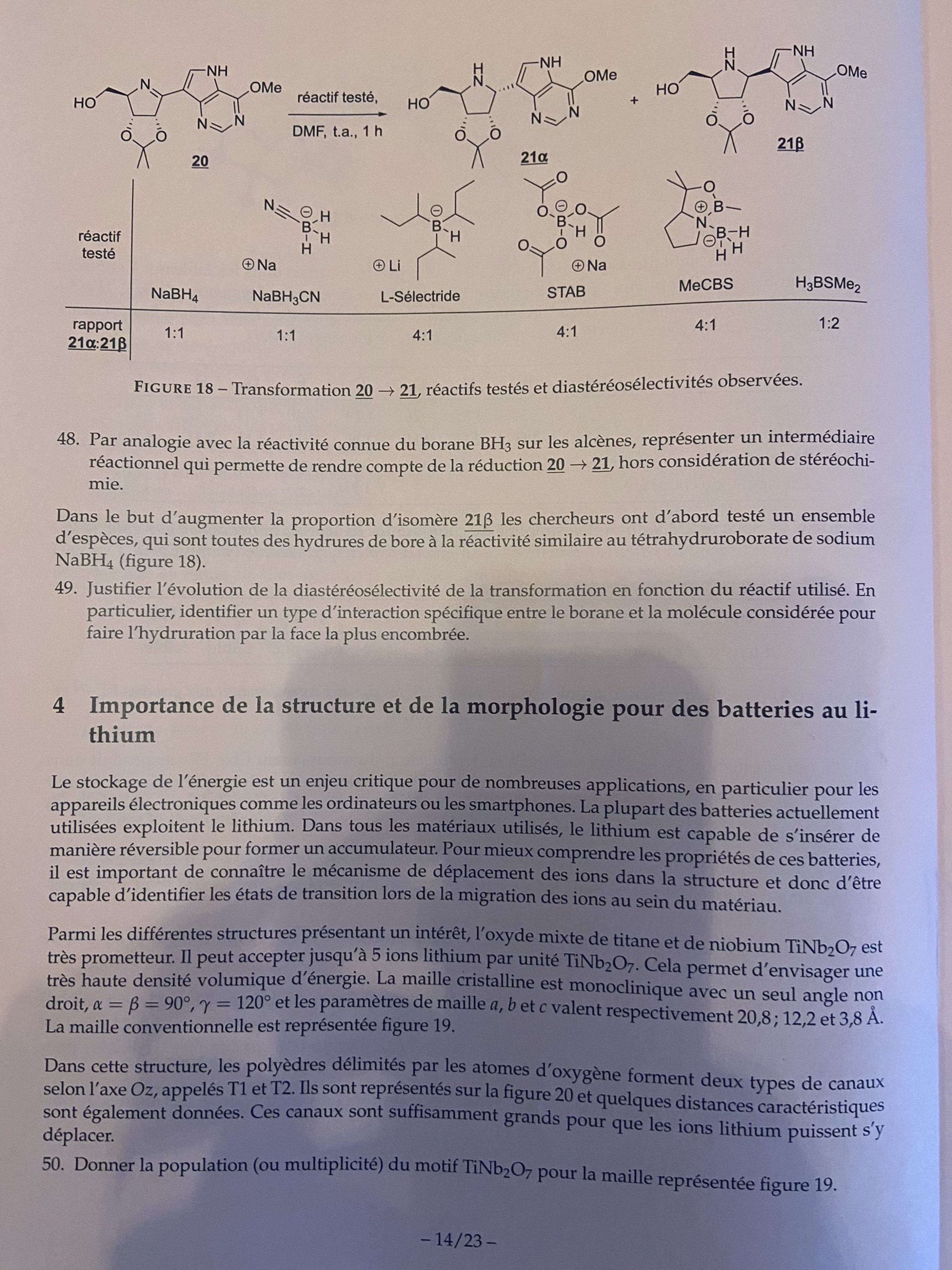 Concours X Ens Espci Chimie A Sujet Pc G N Ration Pr Pa