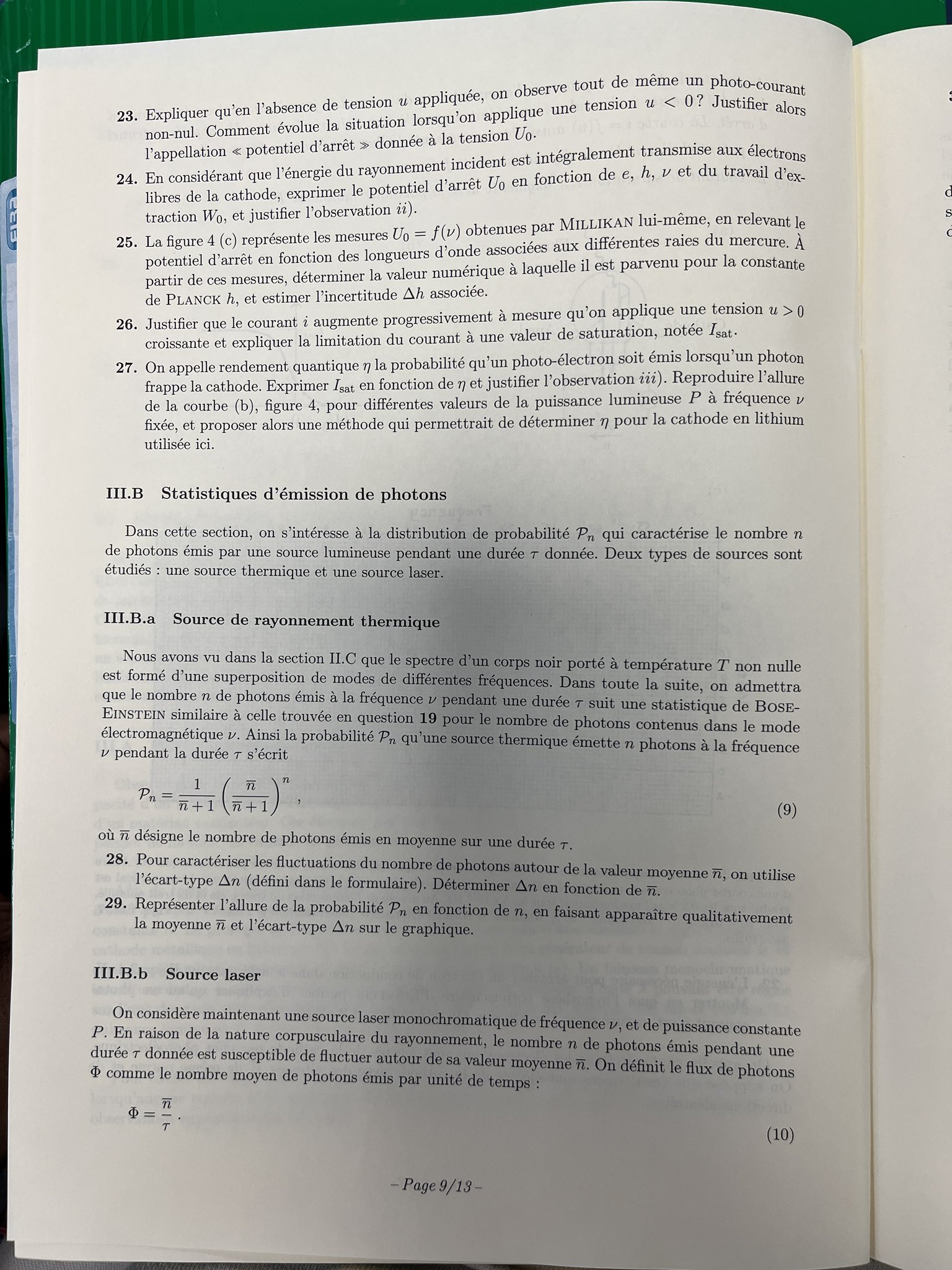 Concours XENS Physique Sujet 2024 MP Génération Prépa