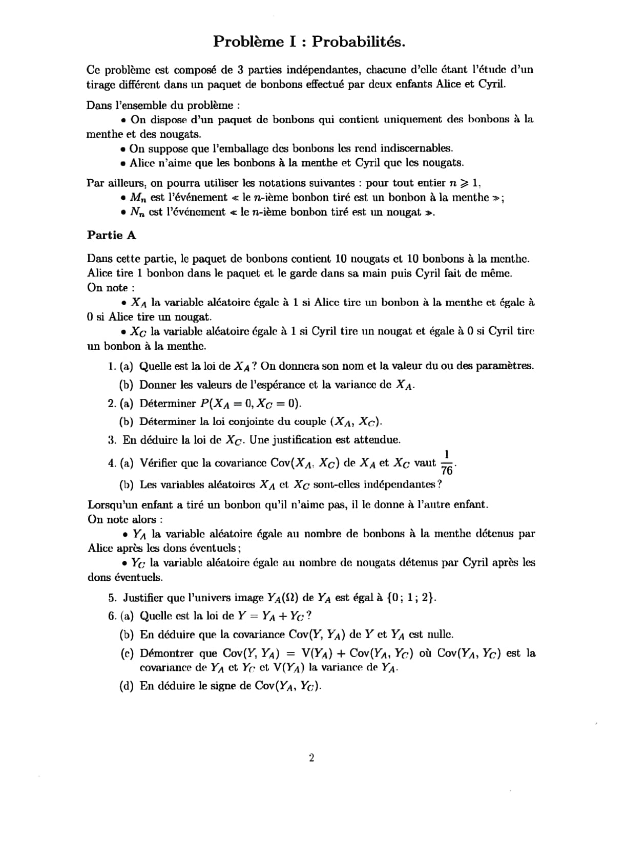 Banque PT 2024 - Maths A