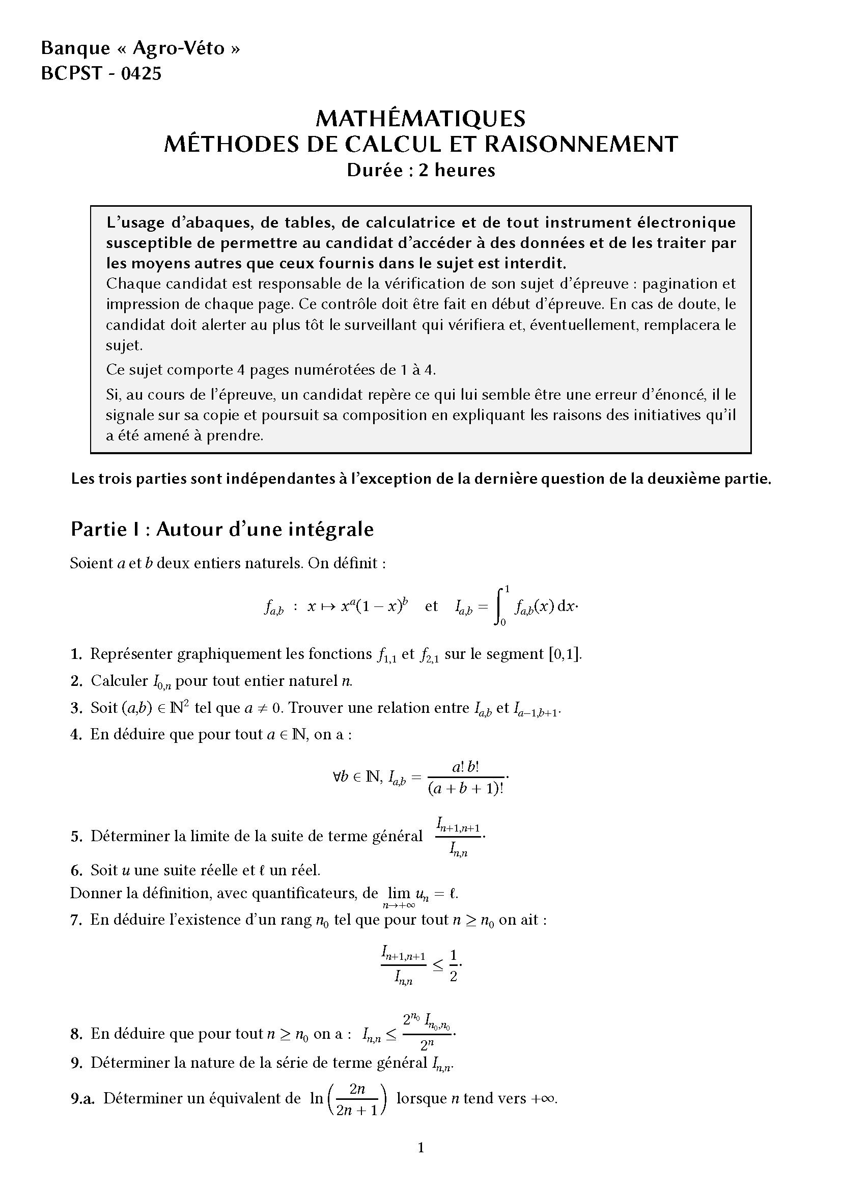 Agro_Veto_Methodes_Calcul_Raisonnement_BCPST_2025_Page_1