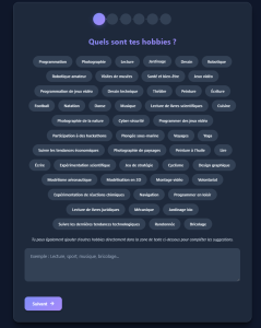 Choix de ses hobbies sur TrouveTonSup
