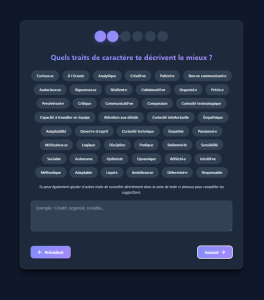 Choix de ses traits de caractère sur TrouveTonSup