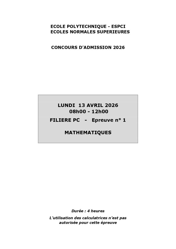 X ENS Maths PC